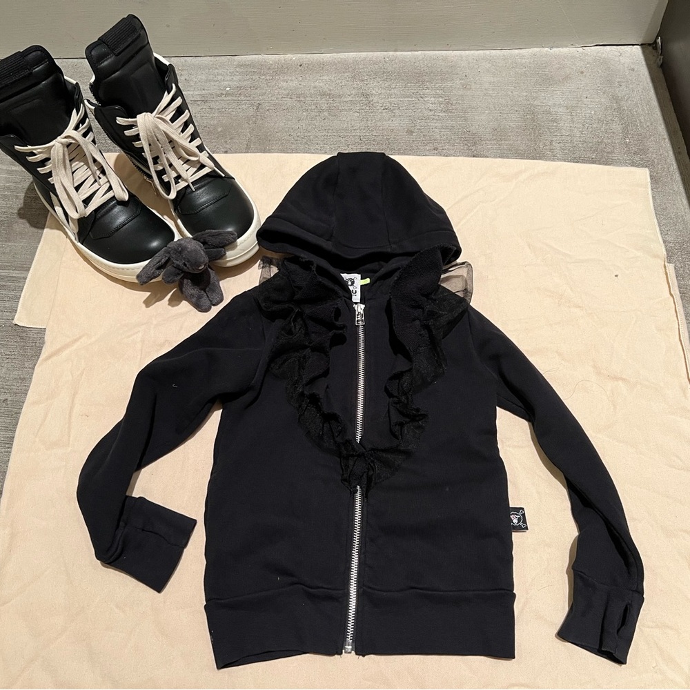Nununu Kids Black Cotton Zip Hoodie Jacket 4-5